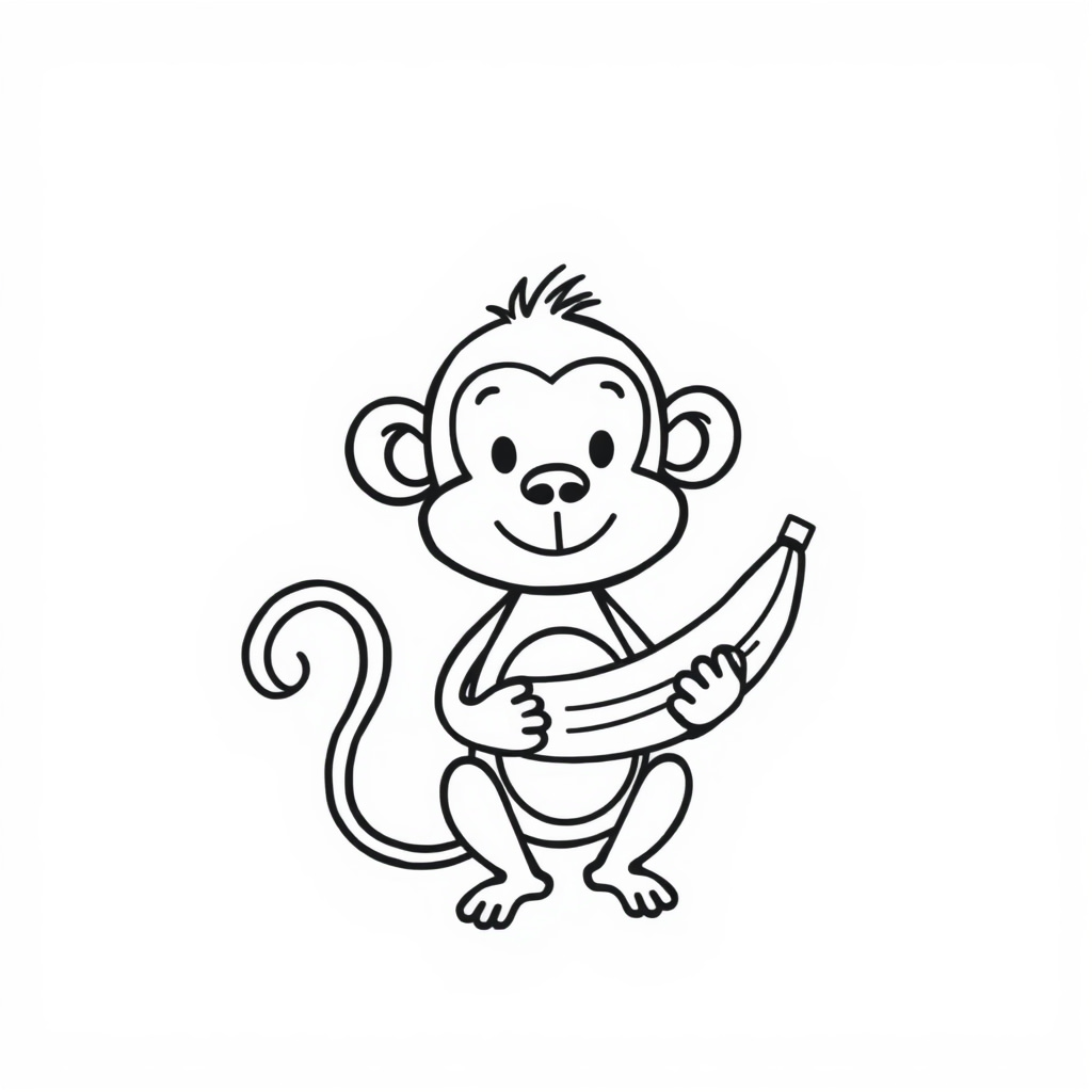 Monkey holding banana