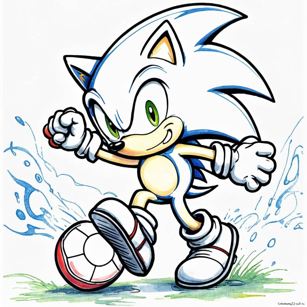 Colored Sonic playing soccer