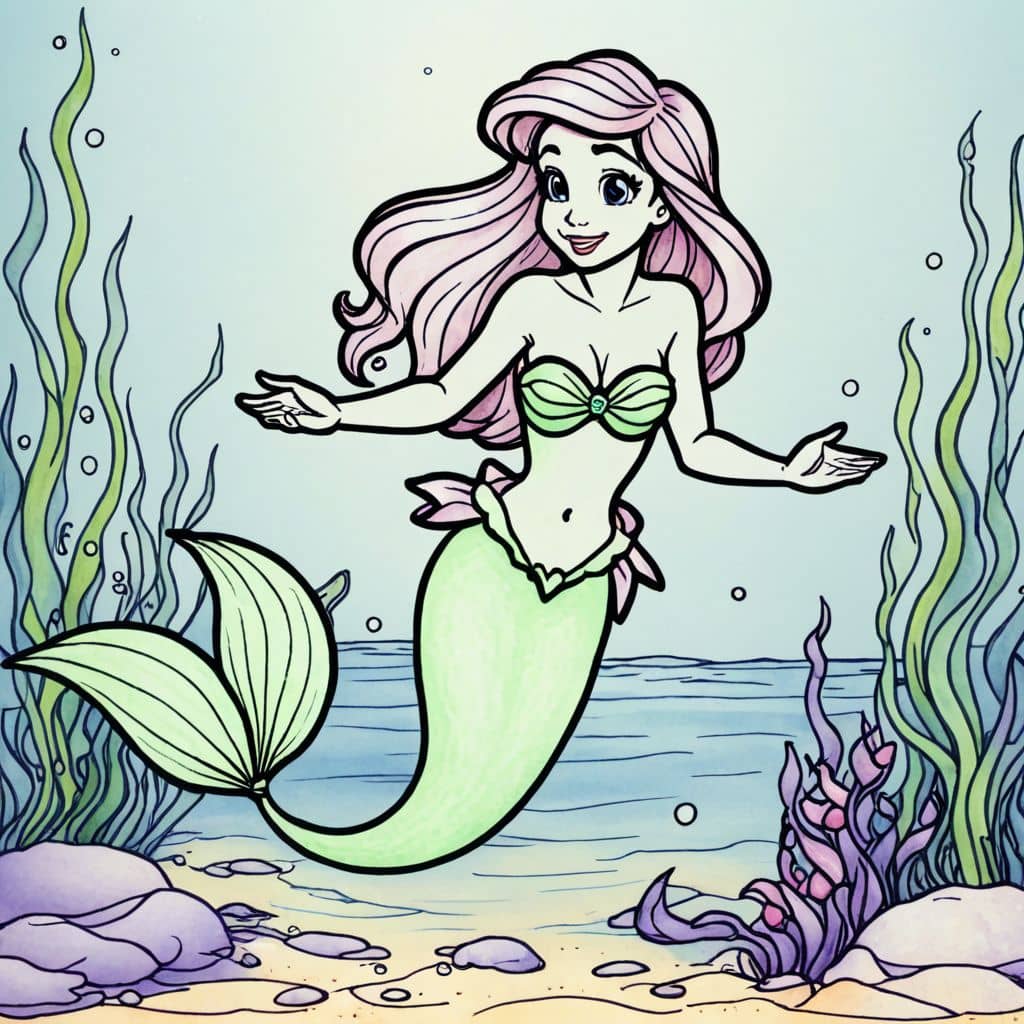 Colored Ariel - The little mermaid exploring