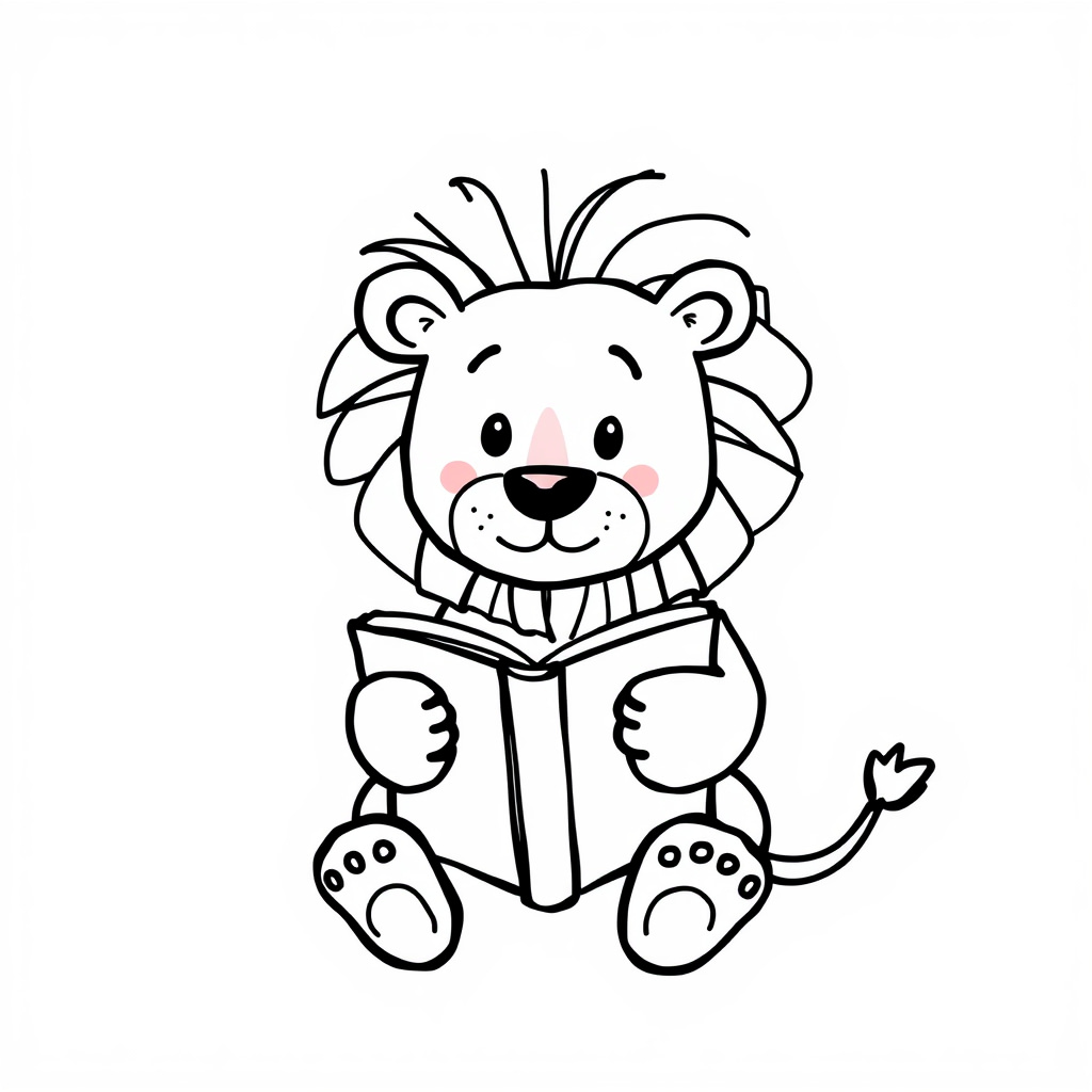 Lion reading book