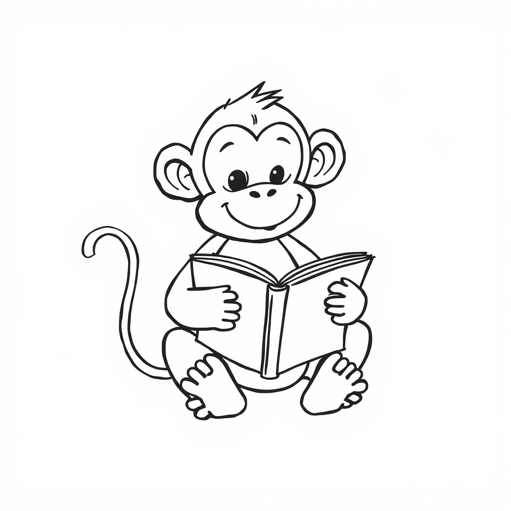 Monkey reading book