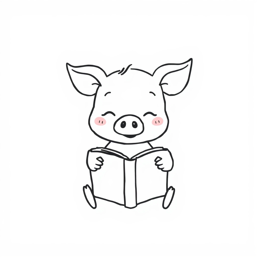 Pig reading book