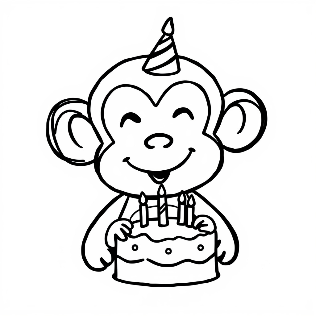 Monkey with birthday cake