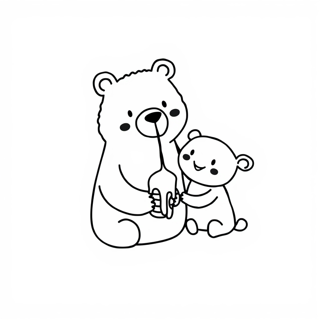 Bear sharing honey with friend