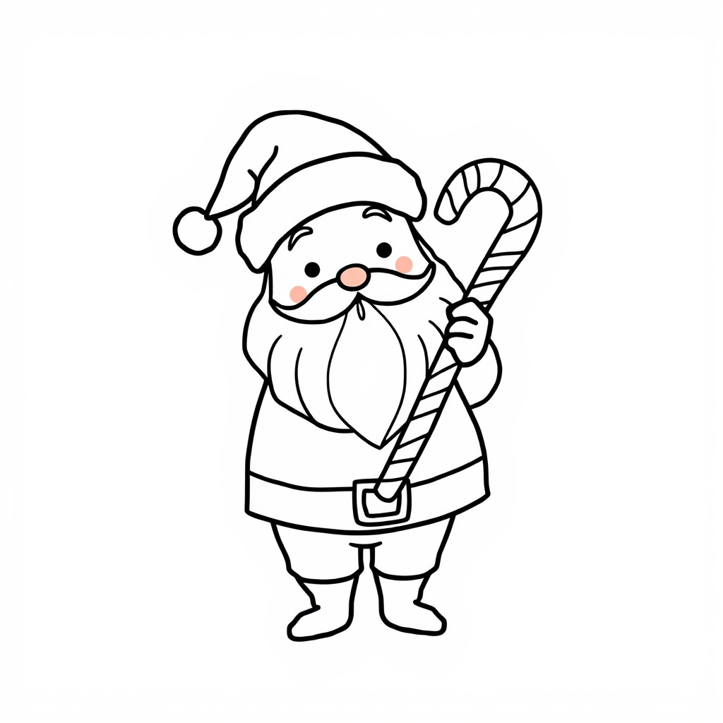 Santa Claus holding a candy cane