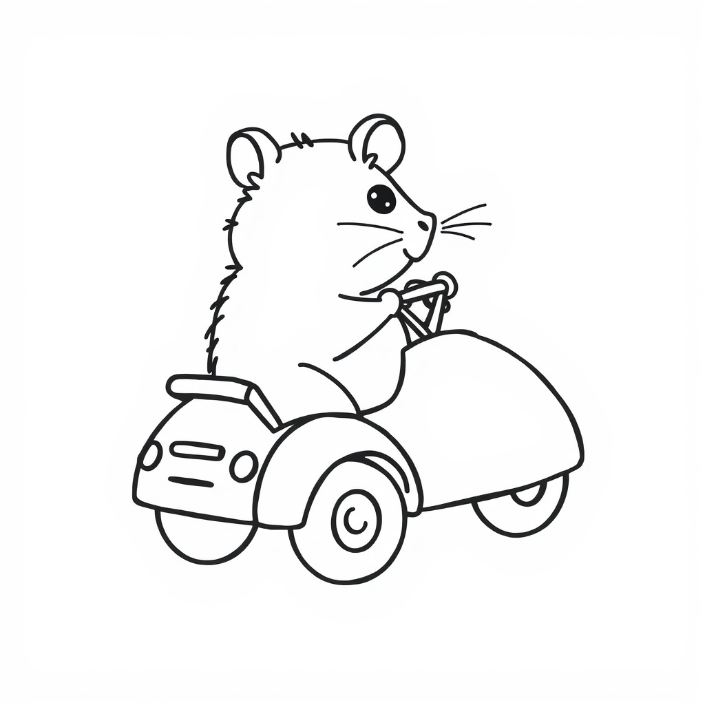 Hamster riding a toy car