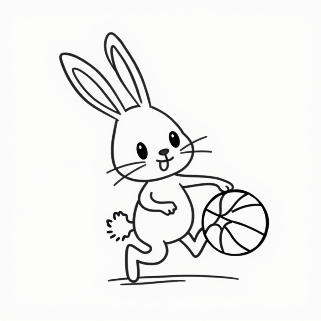 Bunny dribbling a basketball