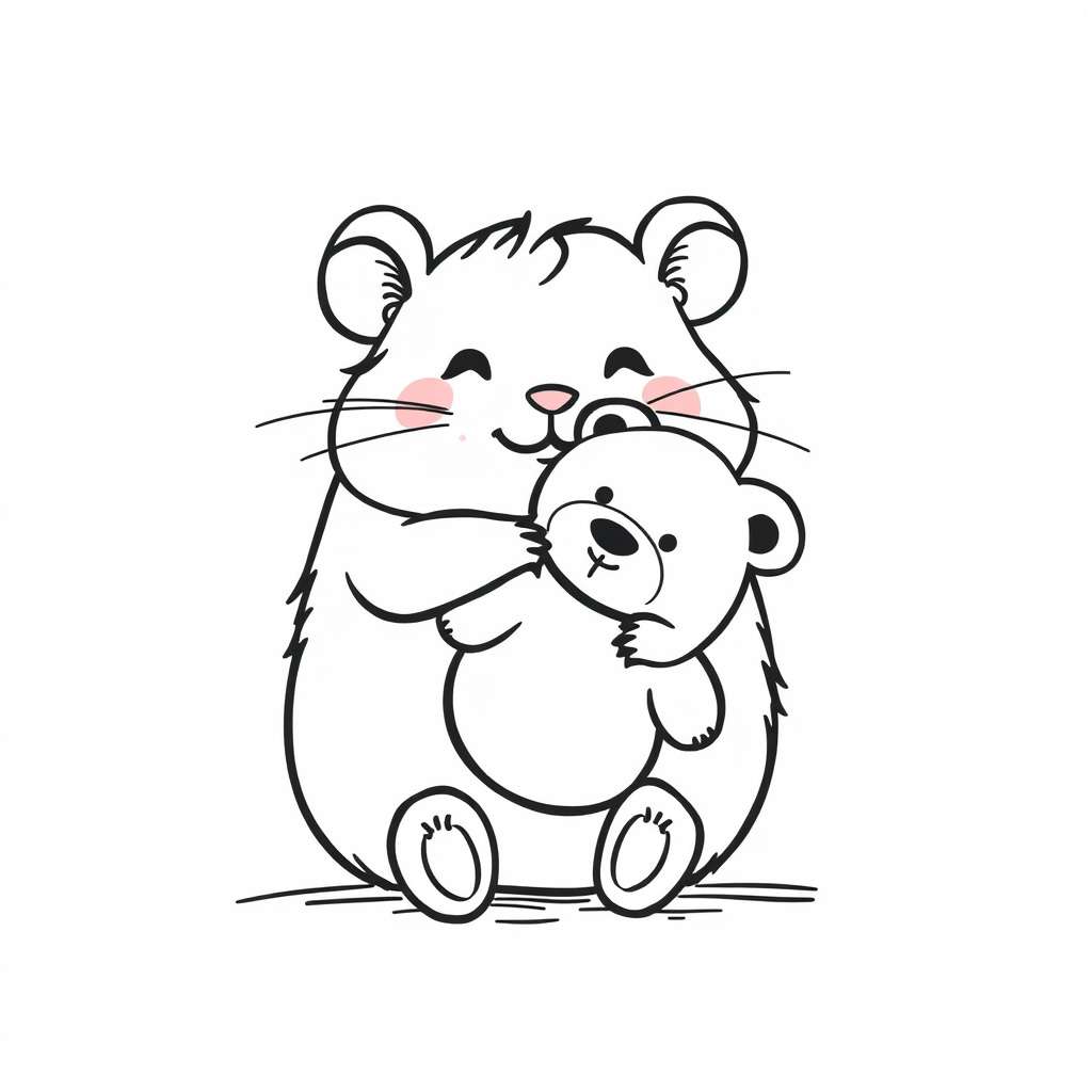 Hamster hugging a teddy bear