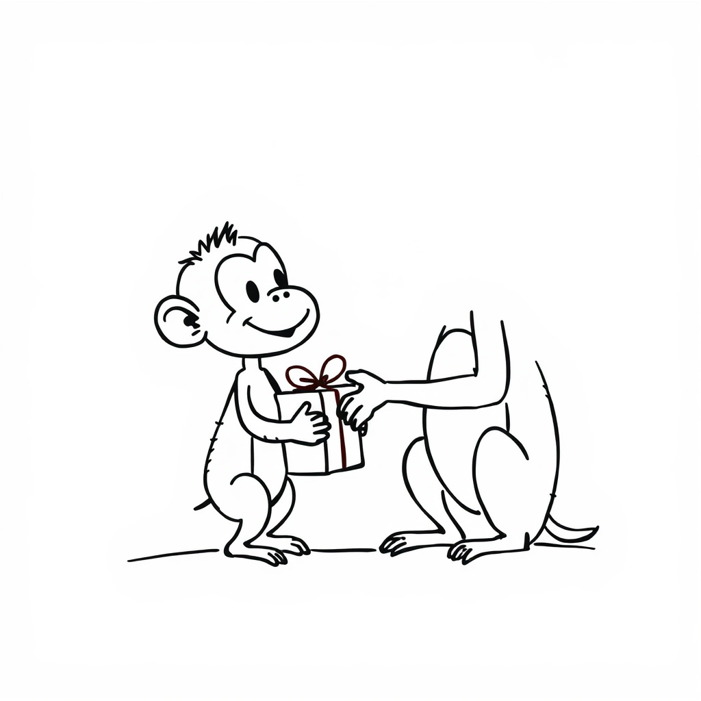 Monkey exchanging gifts