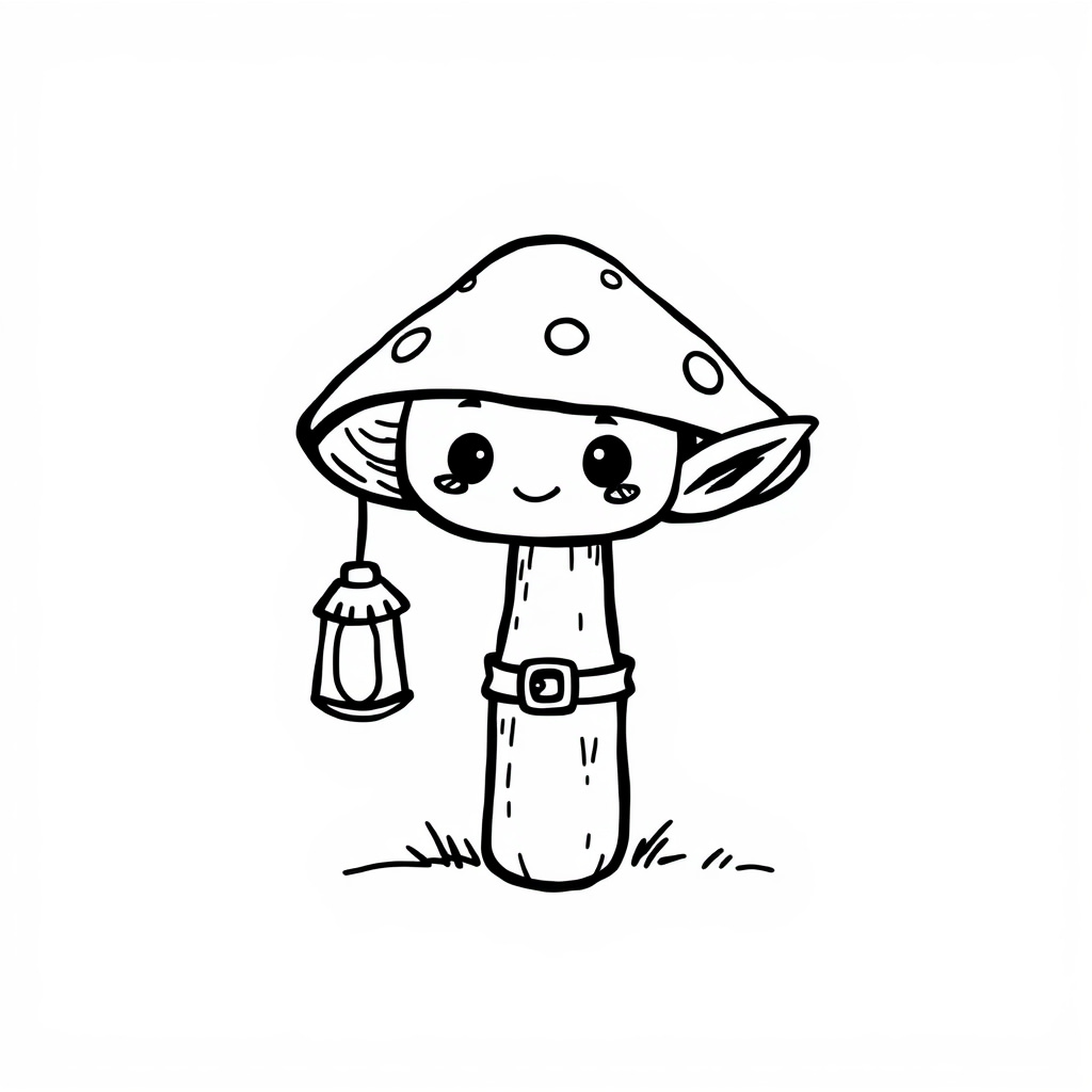 Elf Mushroom holding a lantern