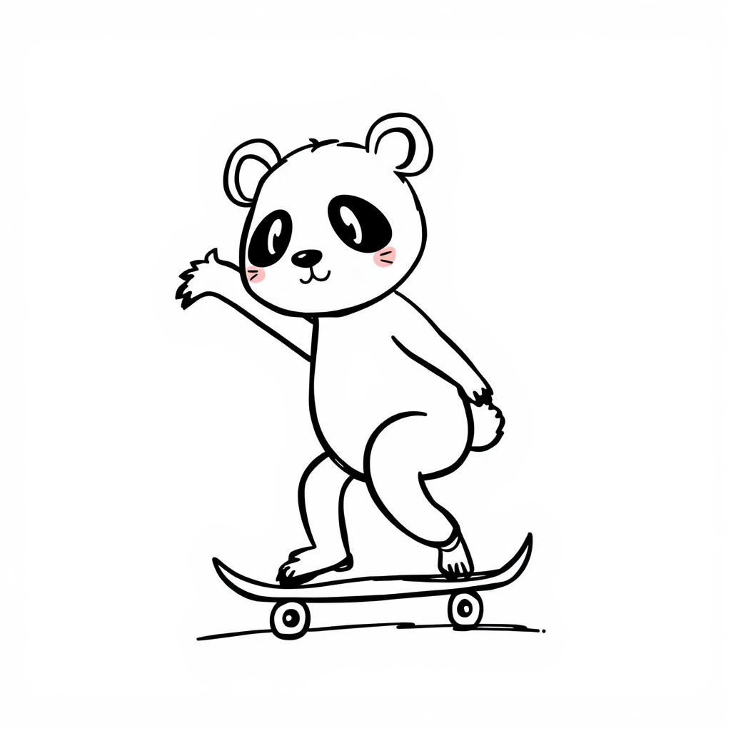 Panda skateboarding