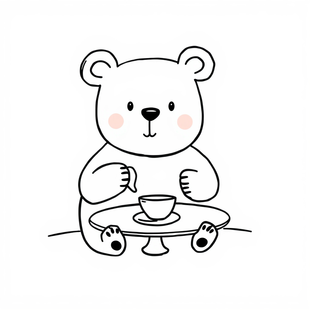 Bear having tea party