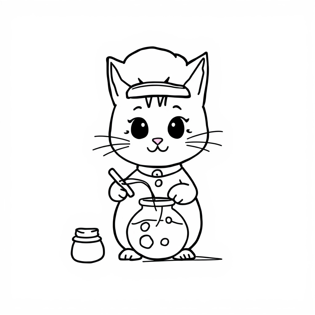 Chef Cat stirring potion