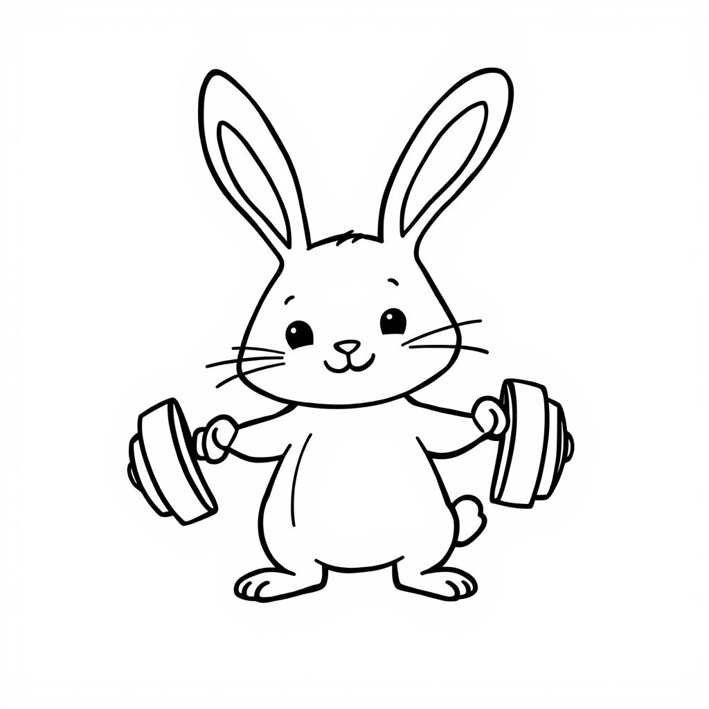 Bunny lifting a dumbbell