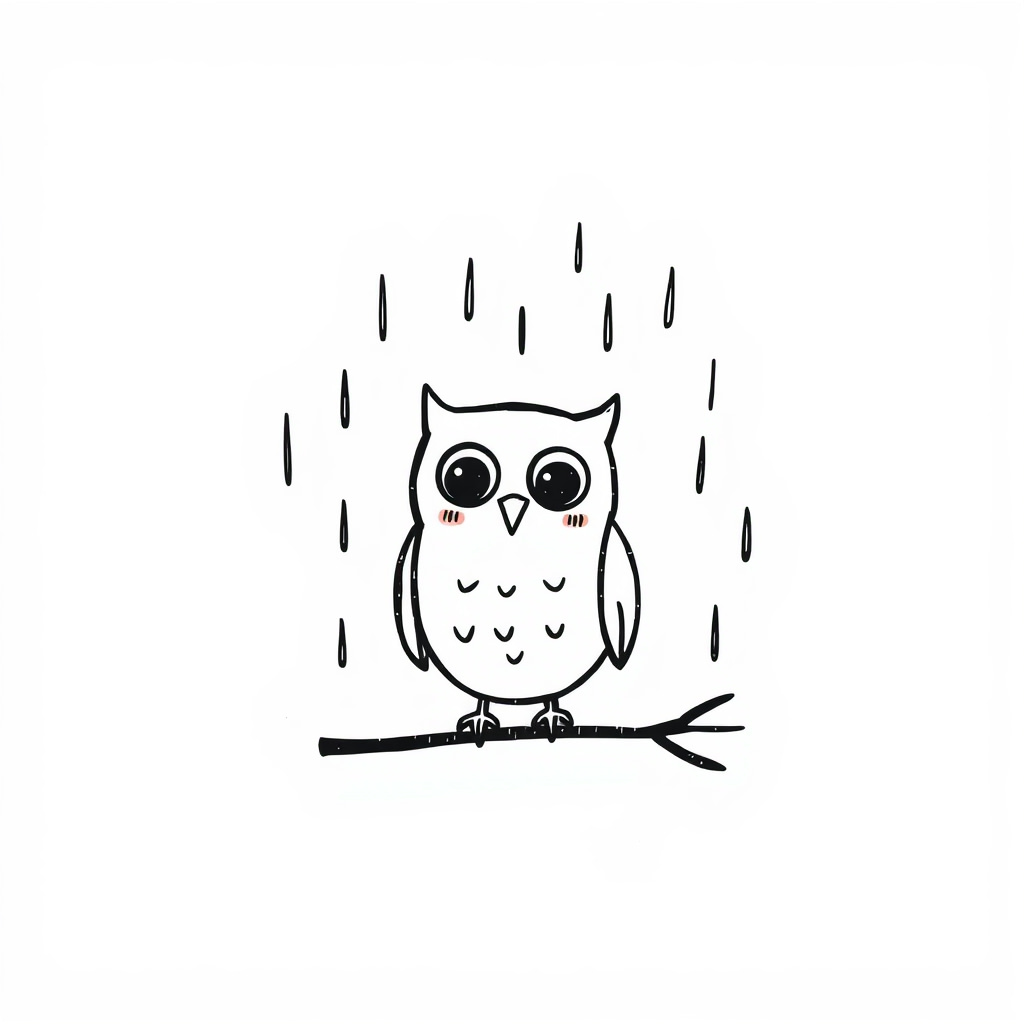 Owl in rain