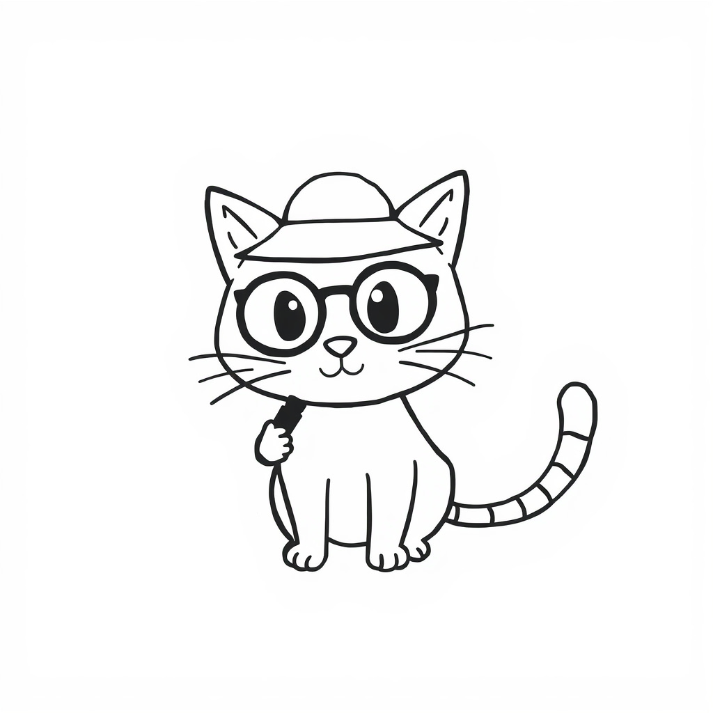 Detective Cat with magnifying glass