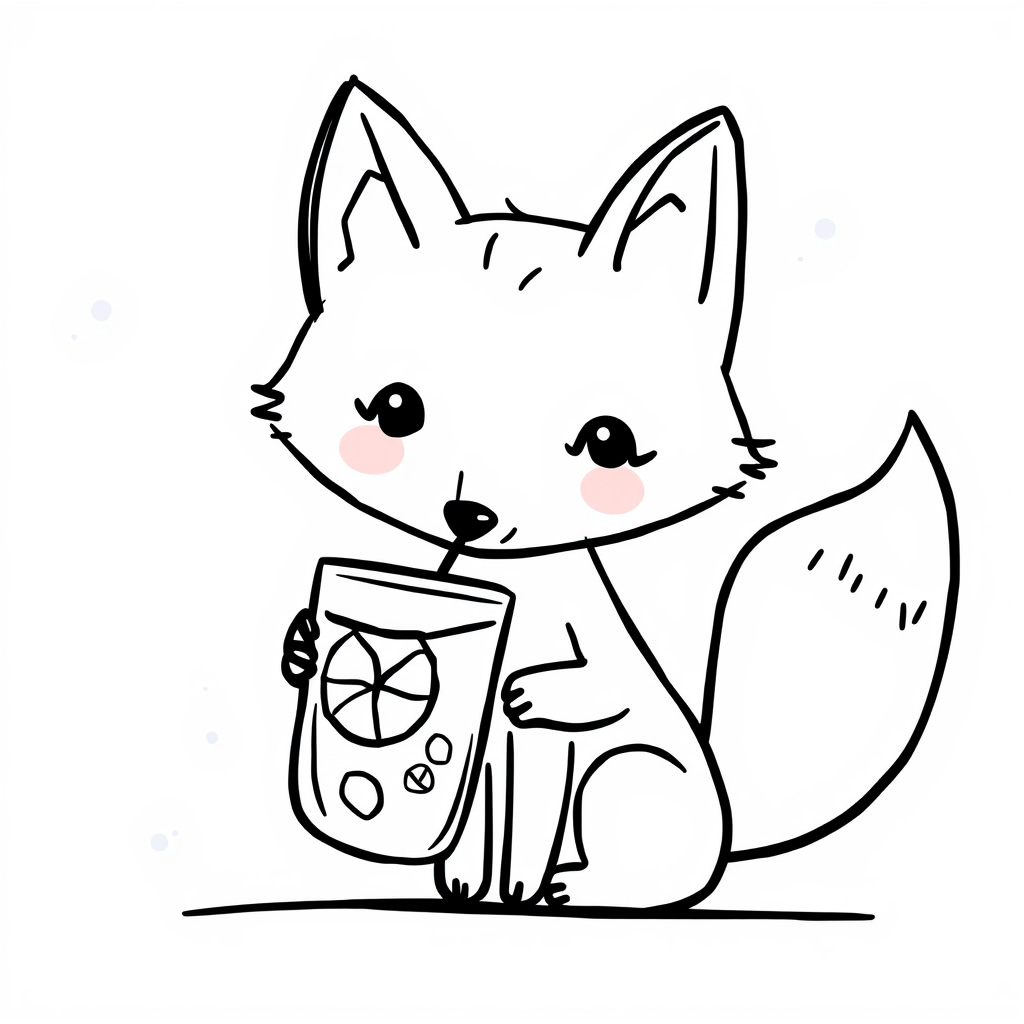 Fox drinking lemonade