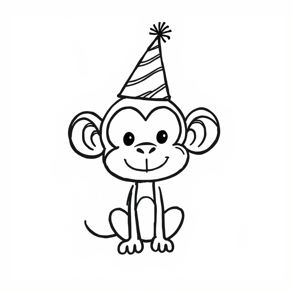 Monkey wearing party hat.