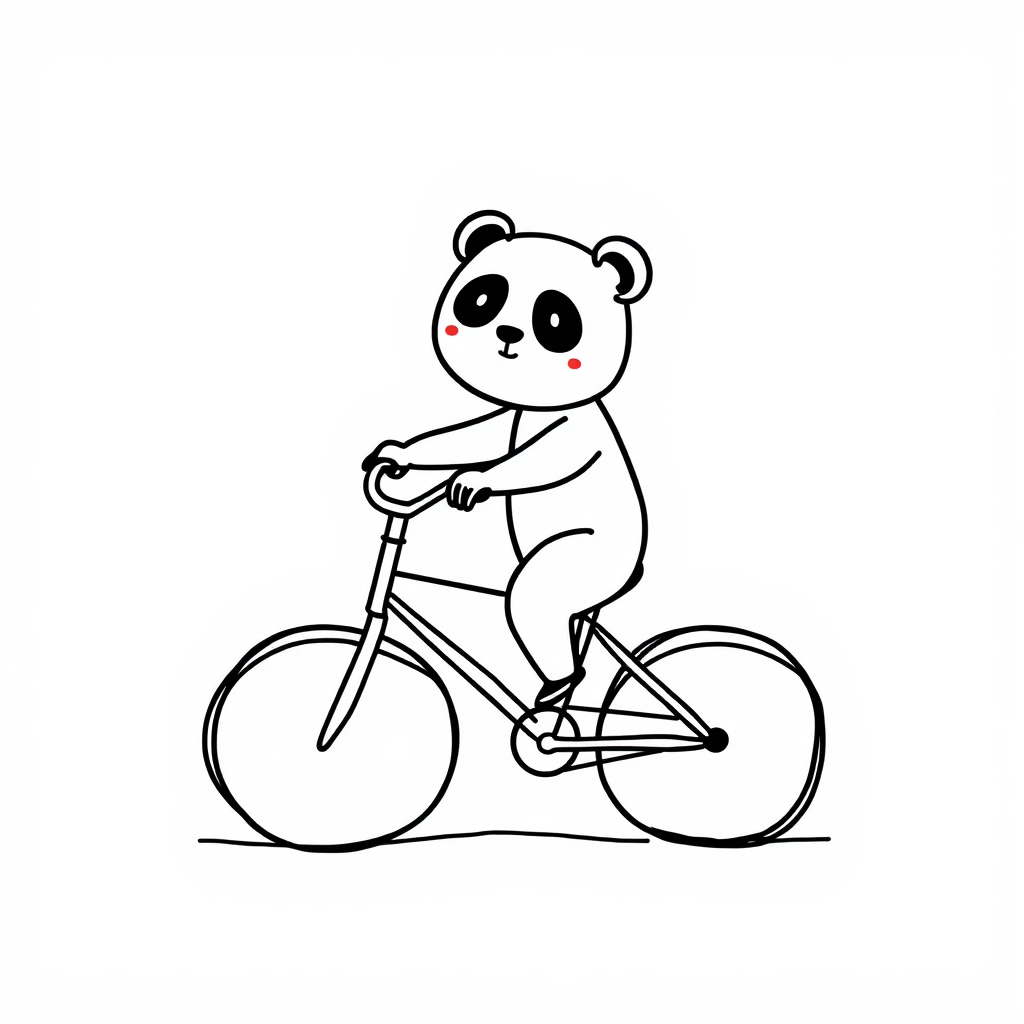 Panda riding a bicycle.