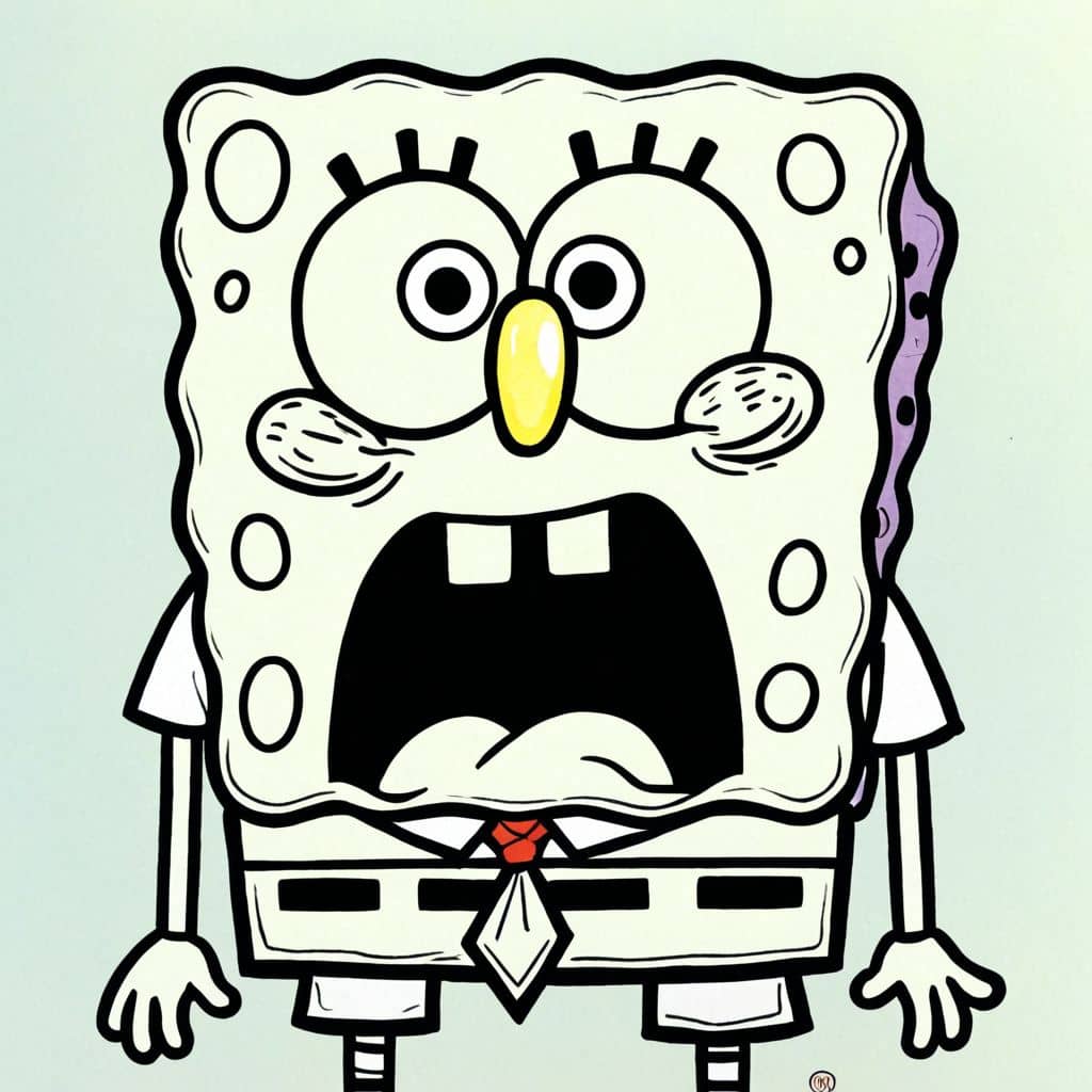 Colored Spongebob - Scared reaction