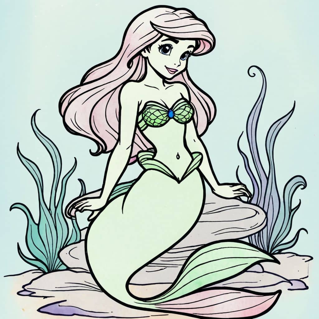 Colored Ariel - The little mermaid curious