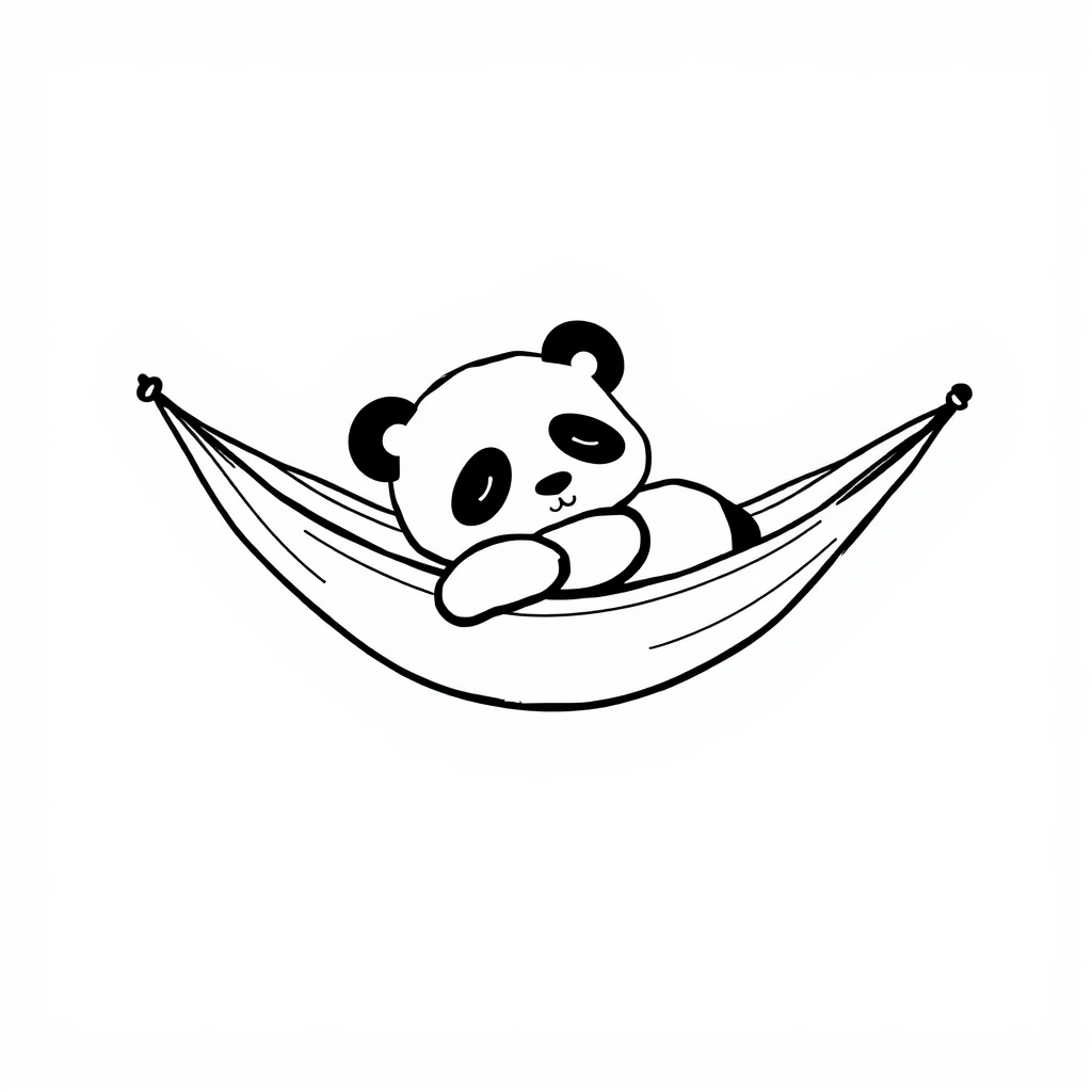 Panda sleeping on hammock