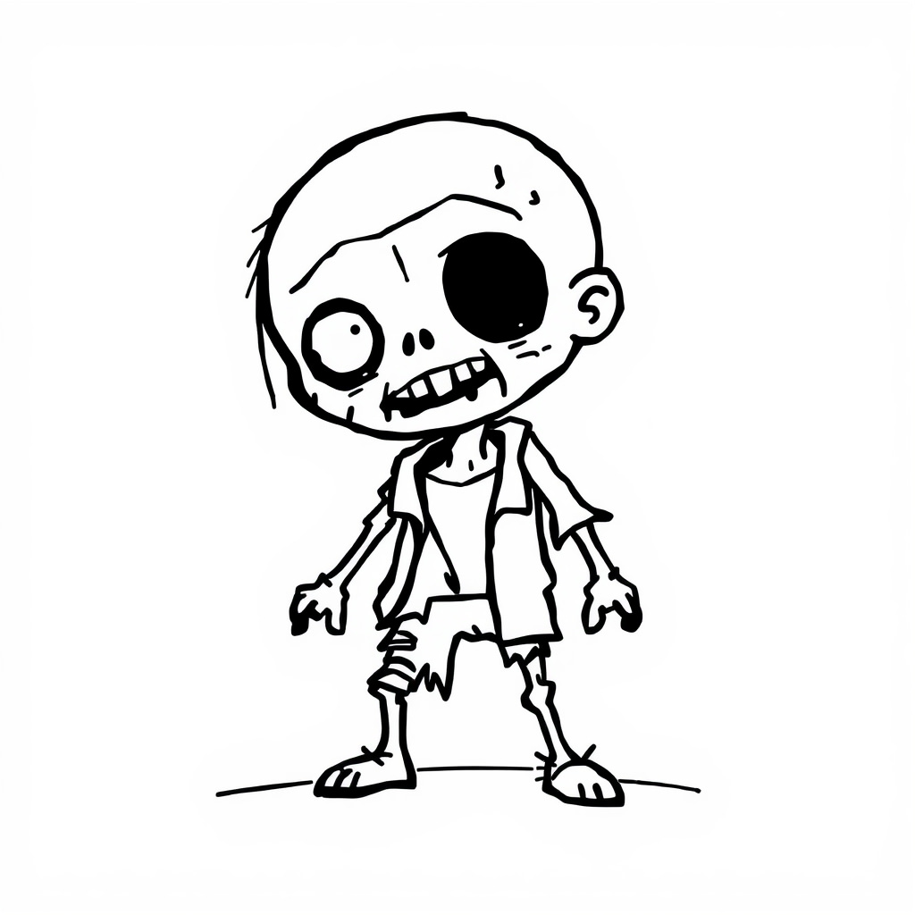 Zombie with torn clothes.