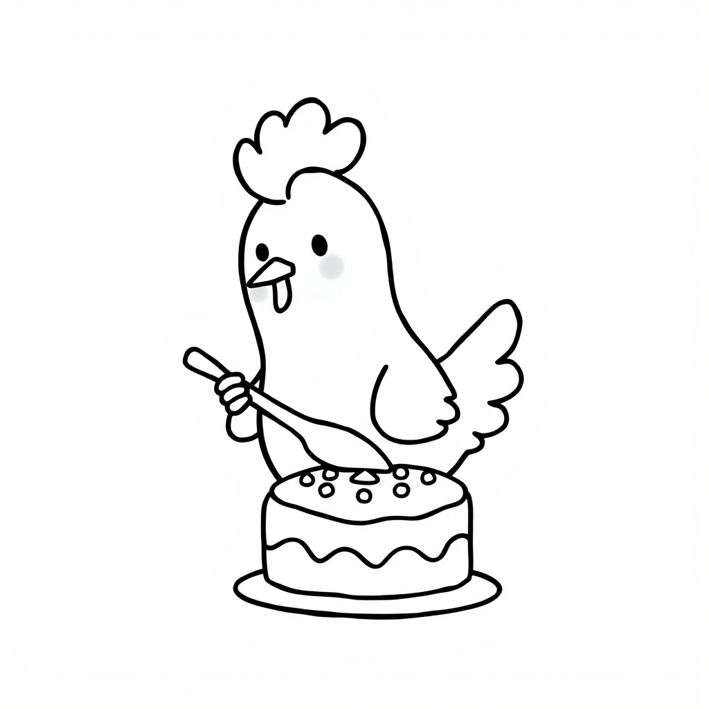 Chicken baking cake.