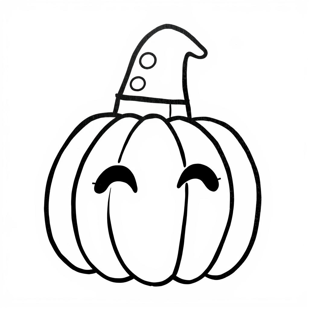 Pumpkin with a witch hat