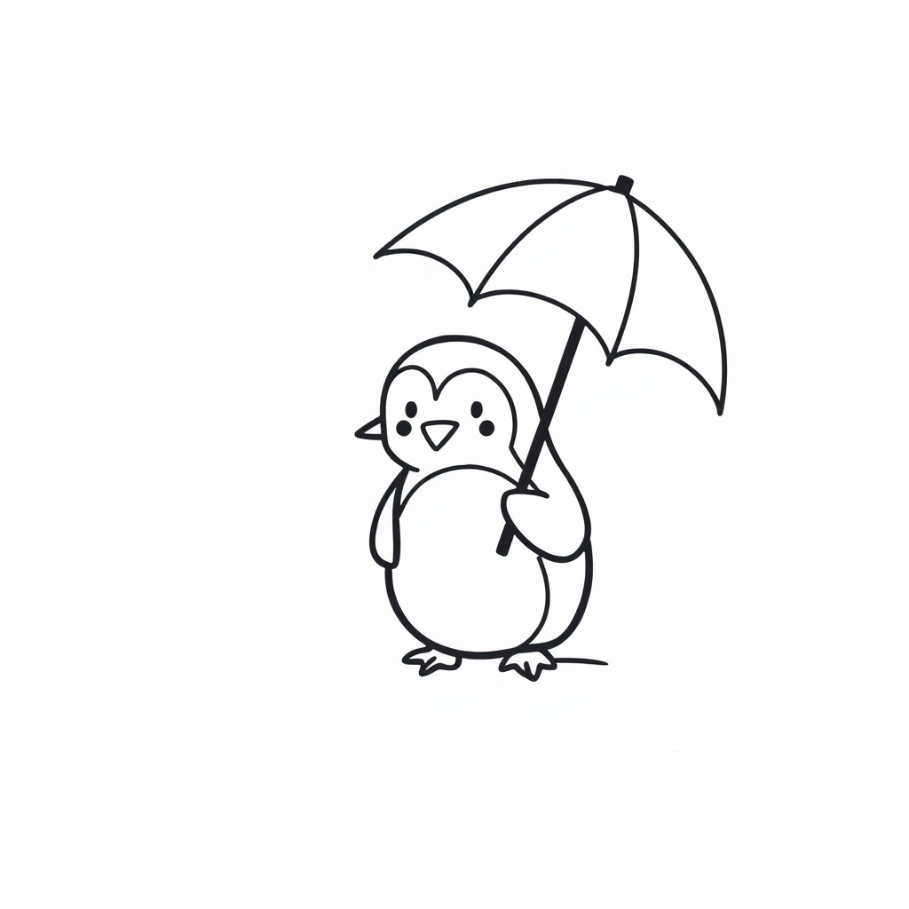 Penguin holding an umbrella