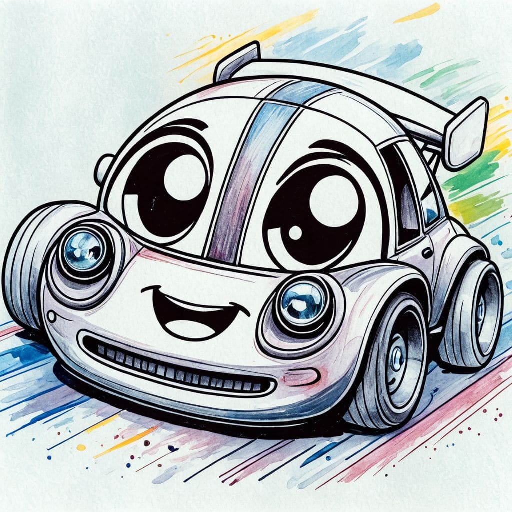 Colored Speeding Race Car