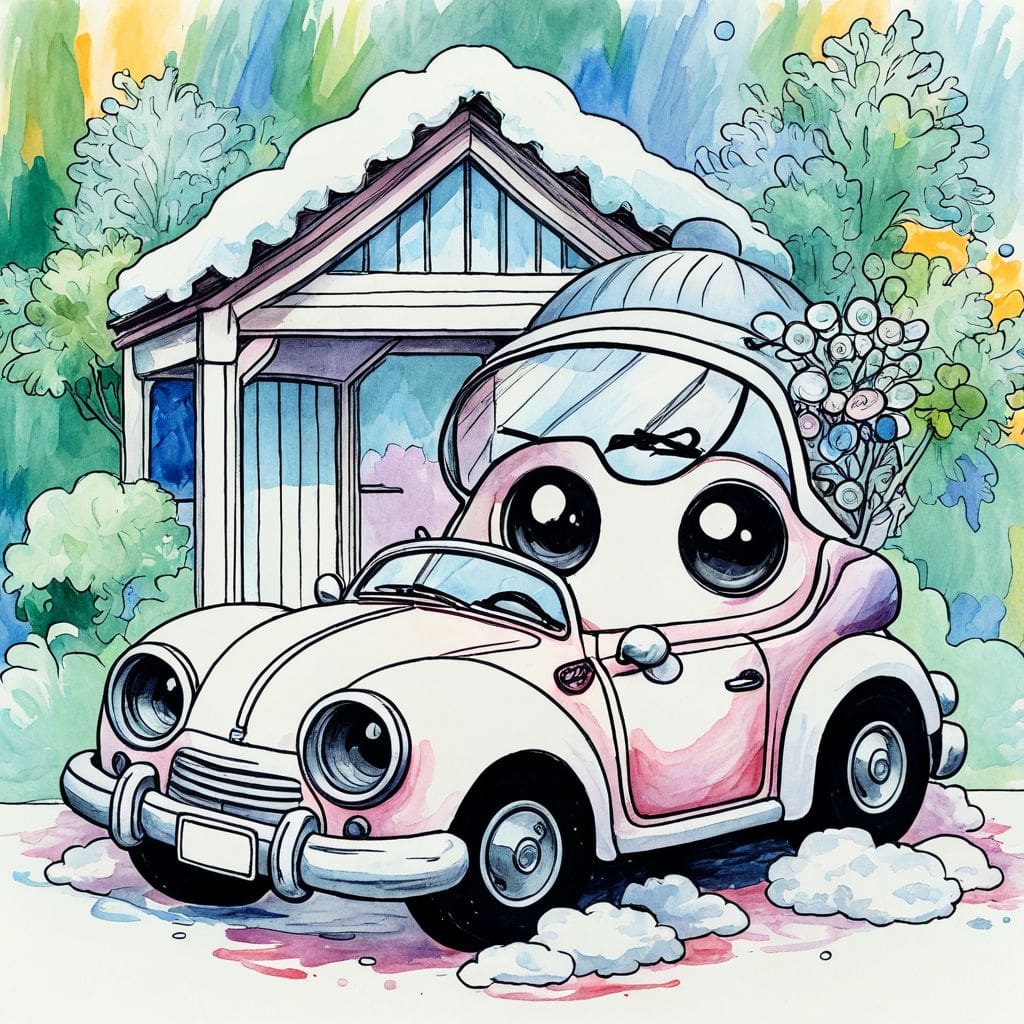 Colored Snow-covered convertible