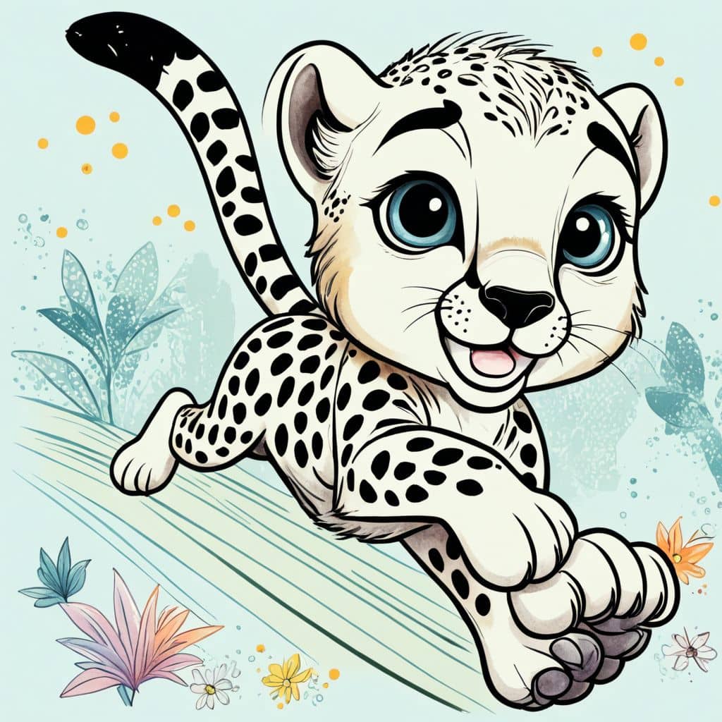 Colored Happy Cheetah Sprinting