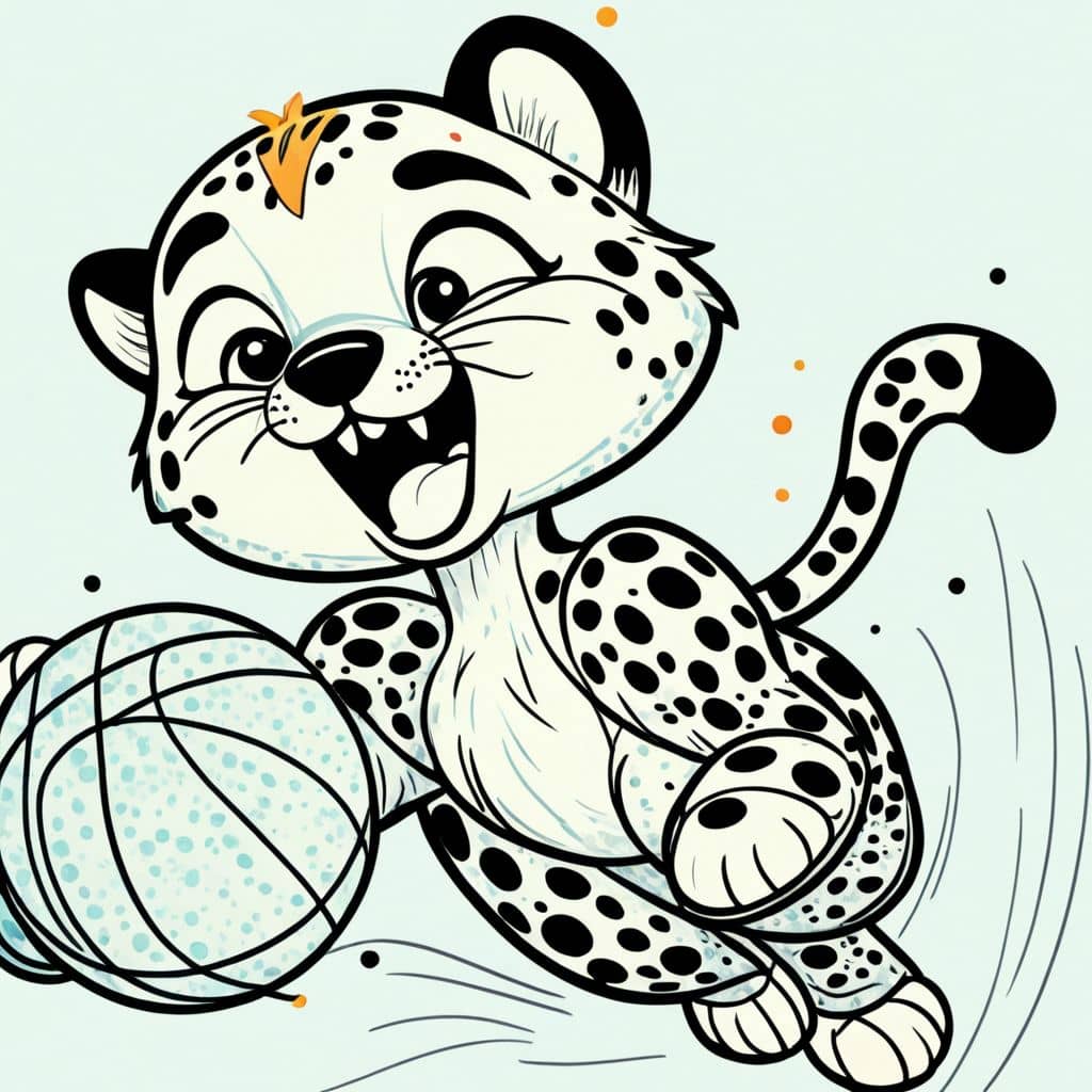 Colored Cheetah playing basketball
