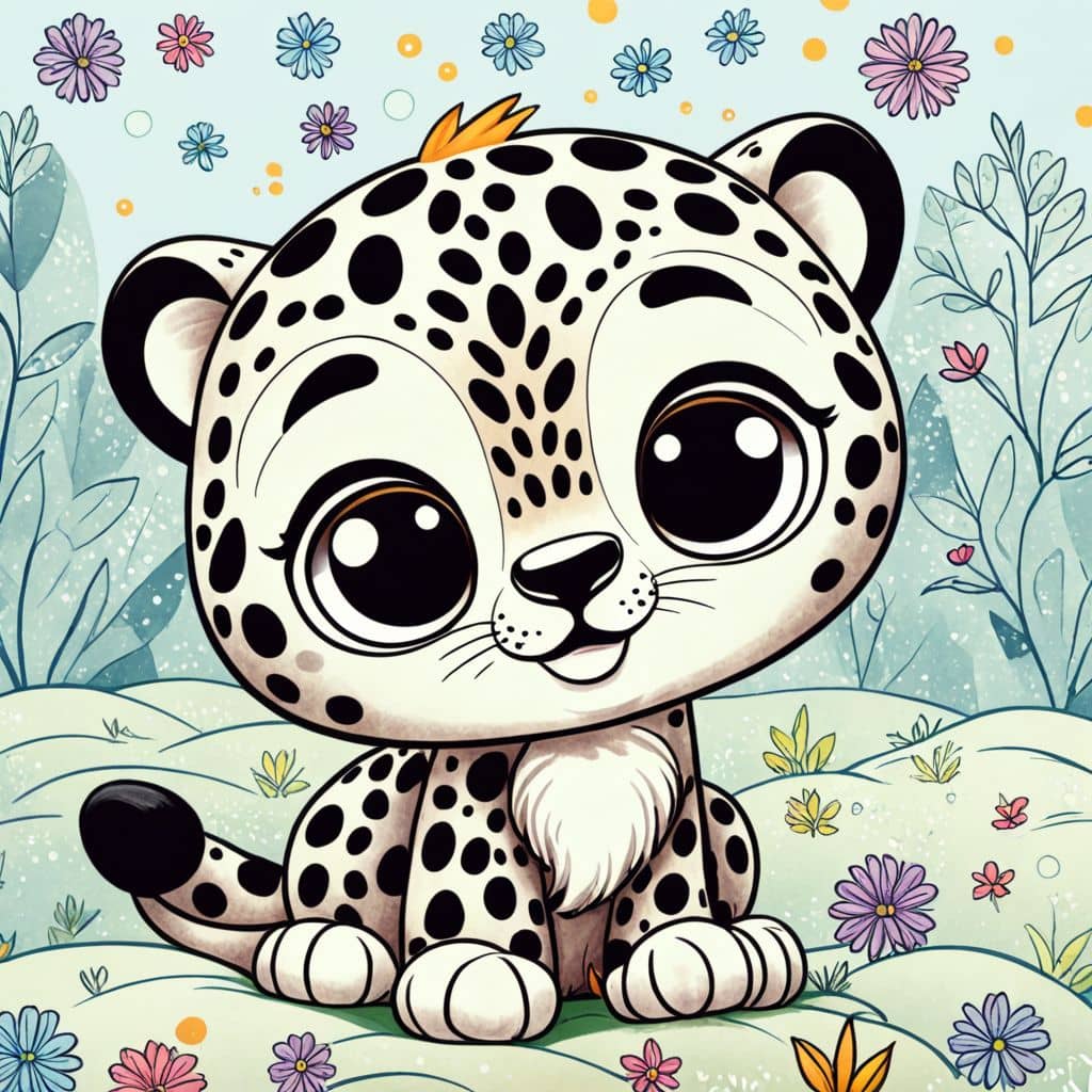 Colored Cheetah in Snowy Winter