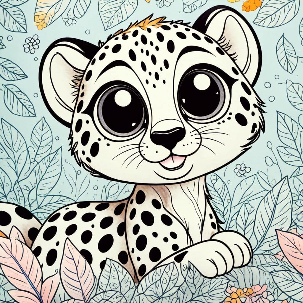 Colored Cheetah Amidst Fall Leaves