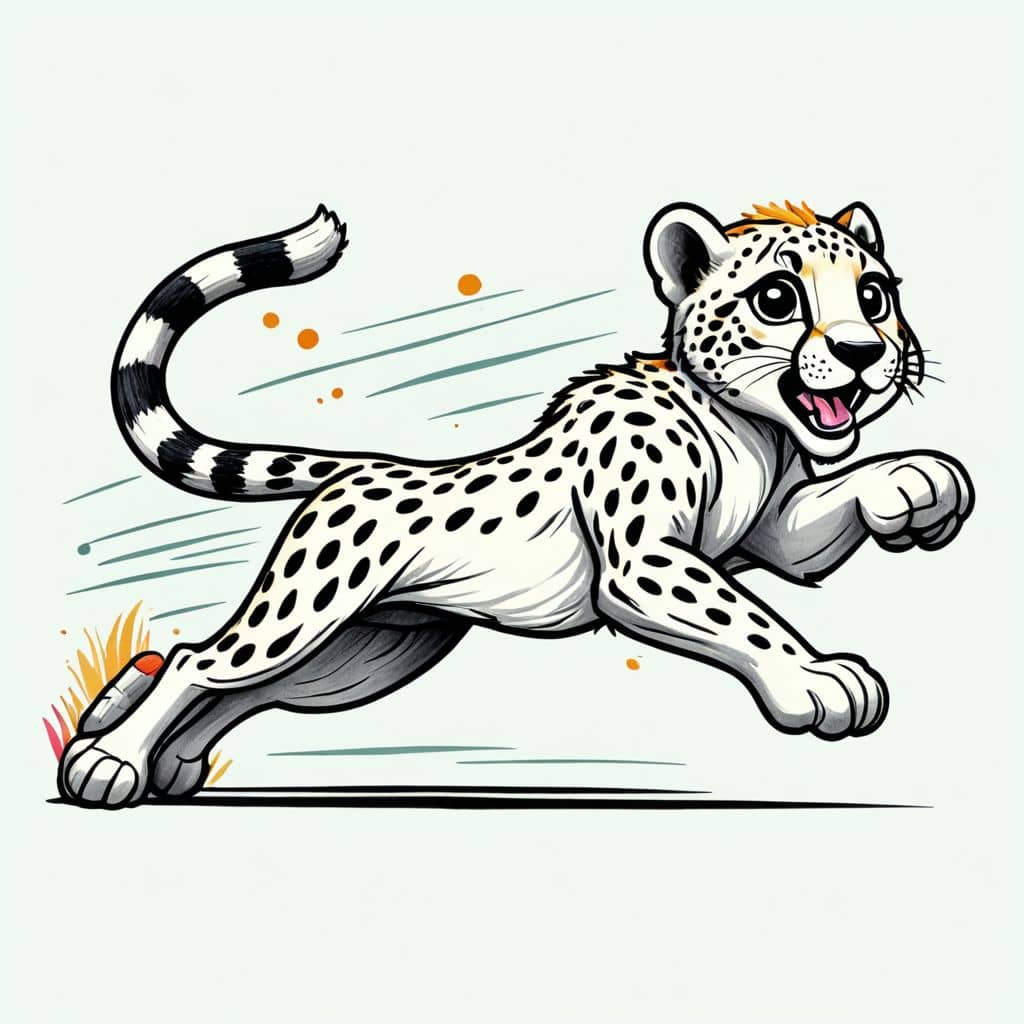 Colored Cheetah running swiftly