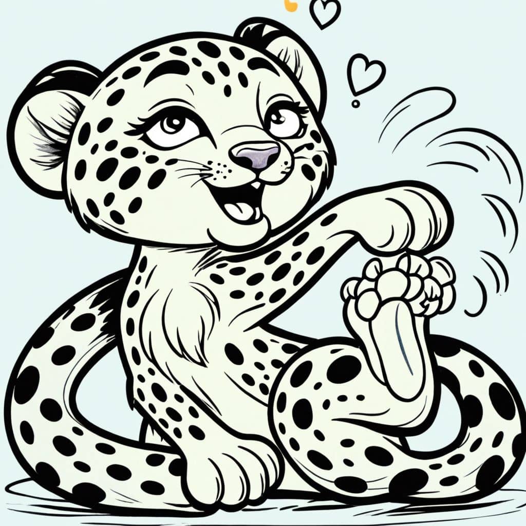 Colored Cheetah grooming itself