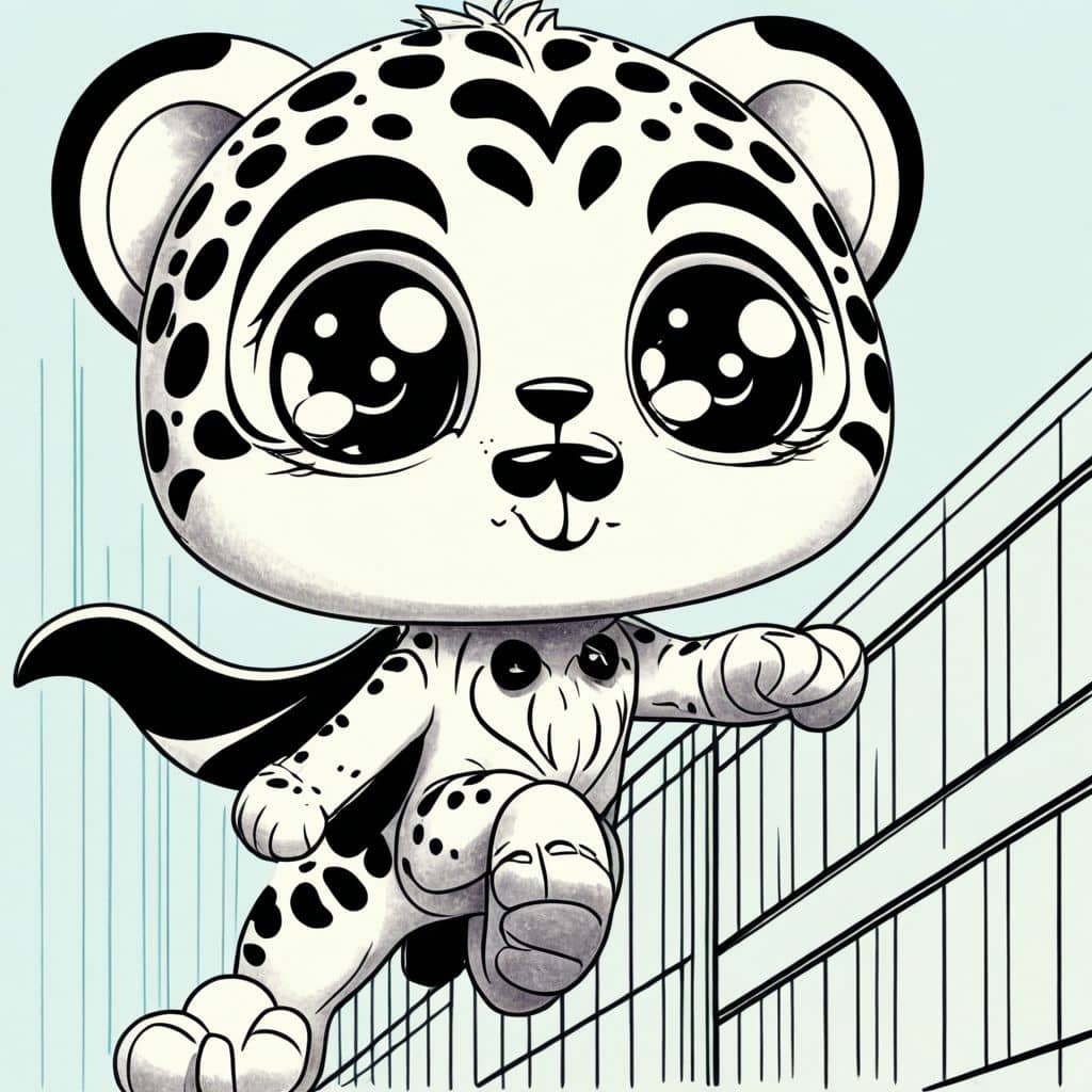 Colored Superhero Cheetah climbing a building