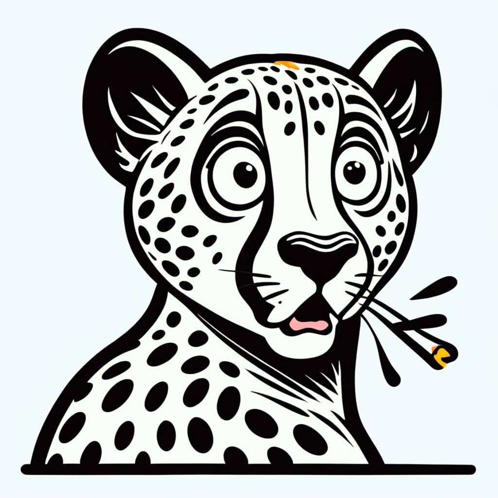Colored Surprised Cheetah Spotting Prey