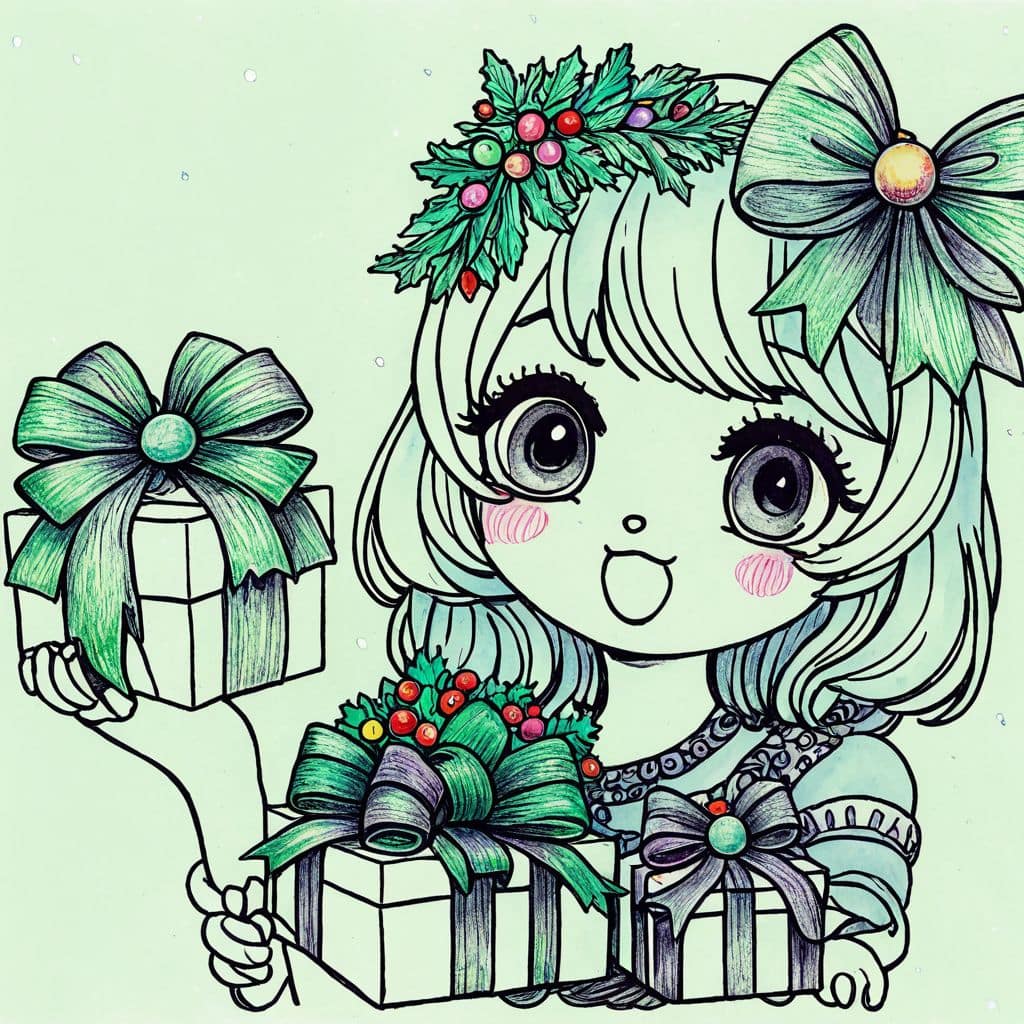 Colored Mother Arranging Presents