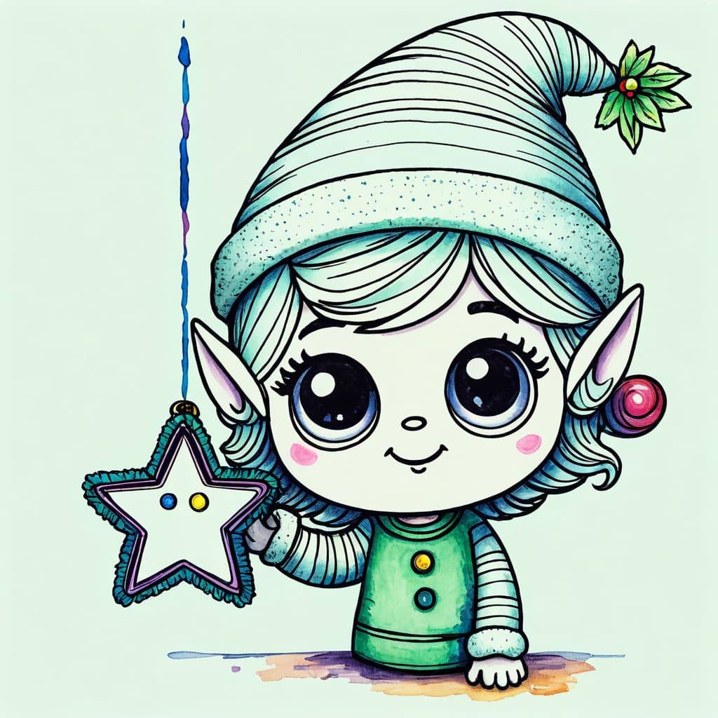 Colored Elf hanging star ornament