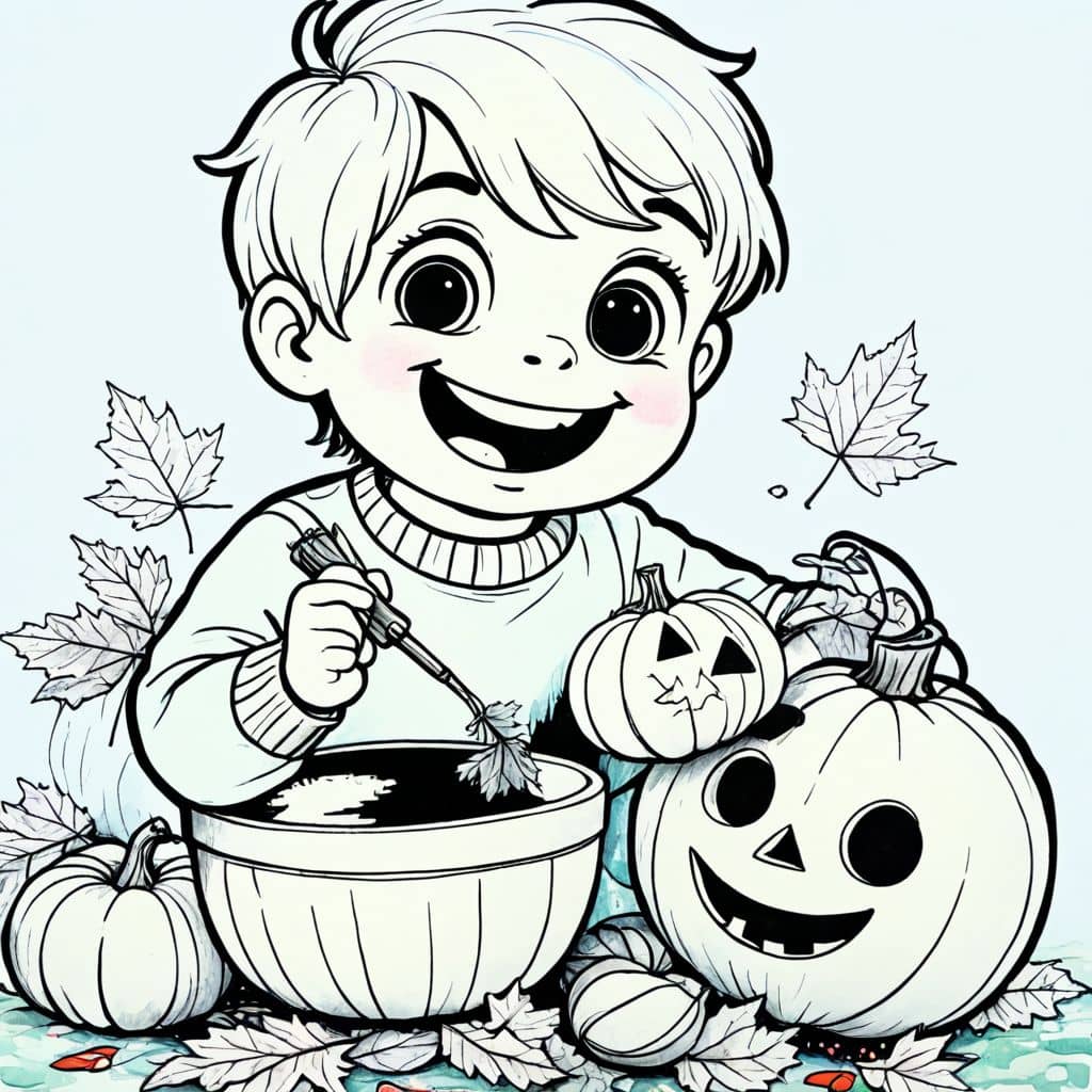 Colored Pumpkin carving kid