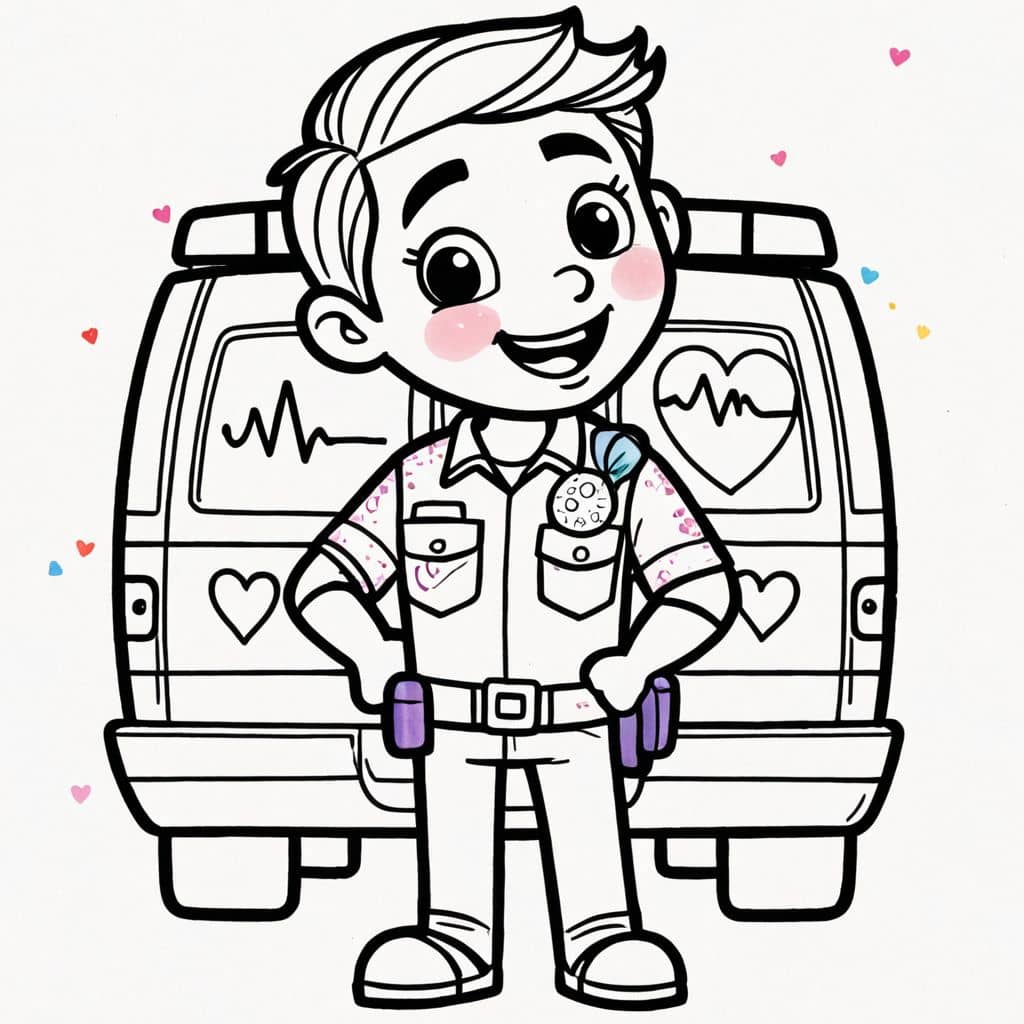 Colored Ambulance driver with heart logo