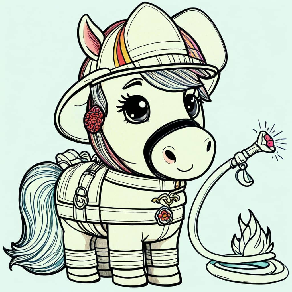 Colored Horse as a firefighter