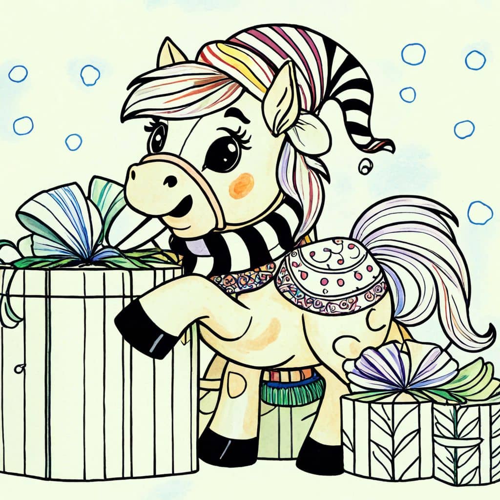 Colored Festive horse wrapping gifts