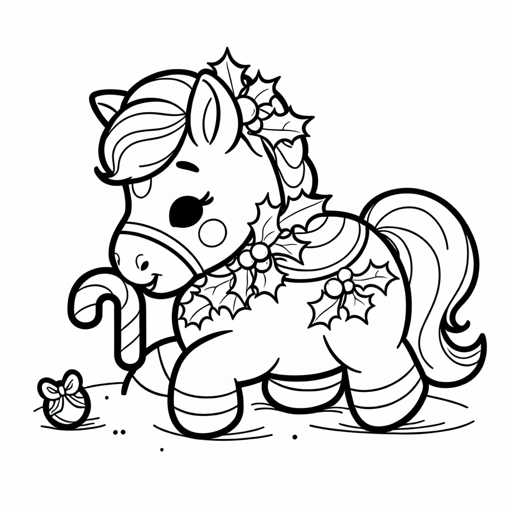 Original Christmas horse eating candy canes