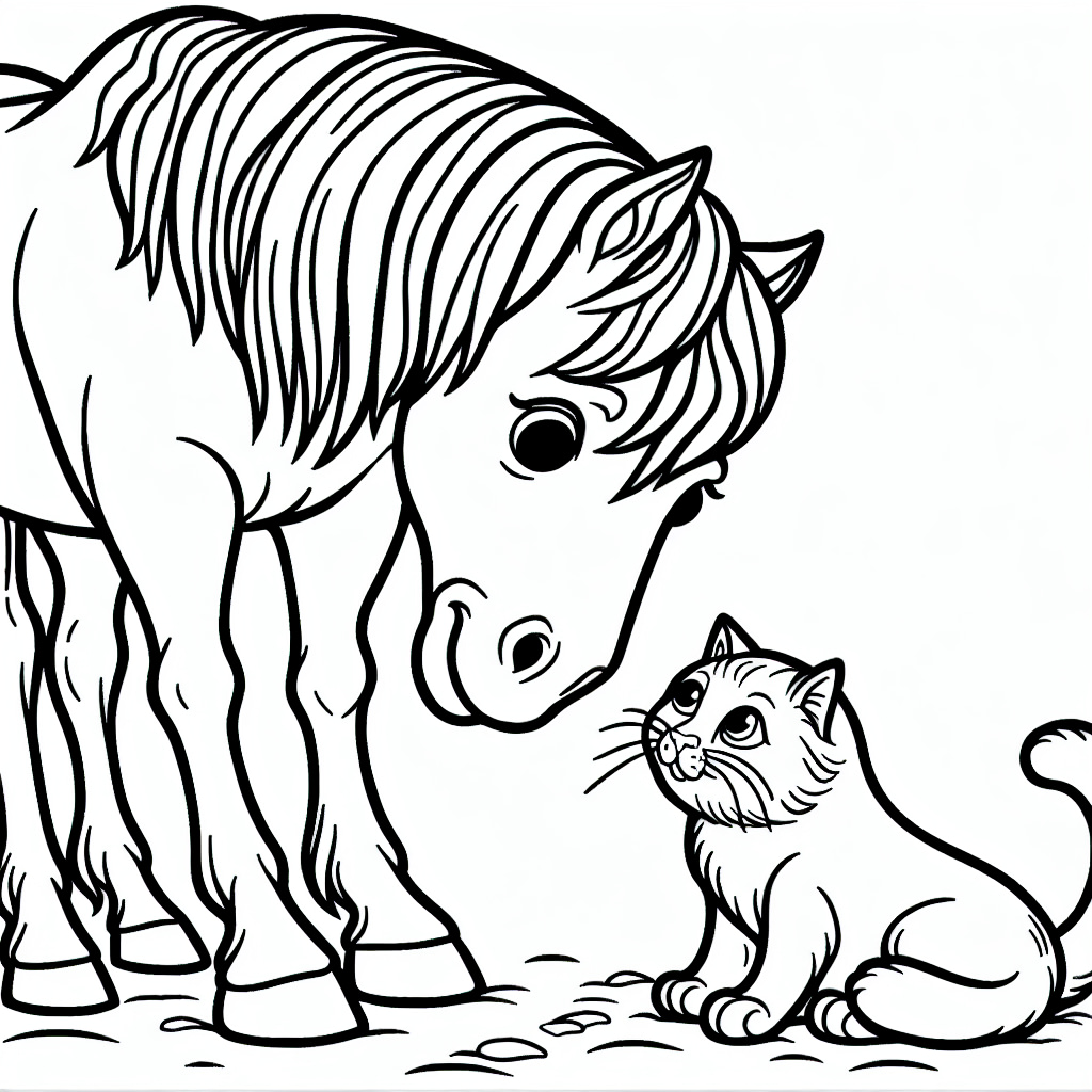 Original Horse befriending a cat