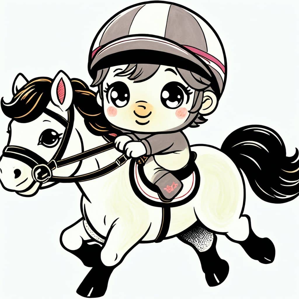 Colored Jockey Riding Galloping Horse