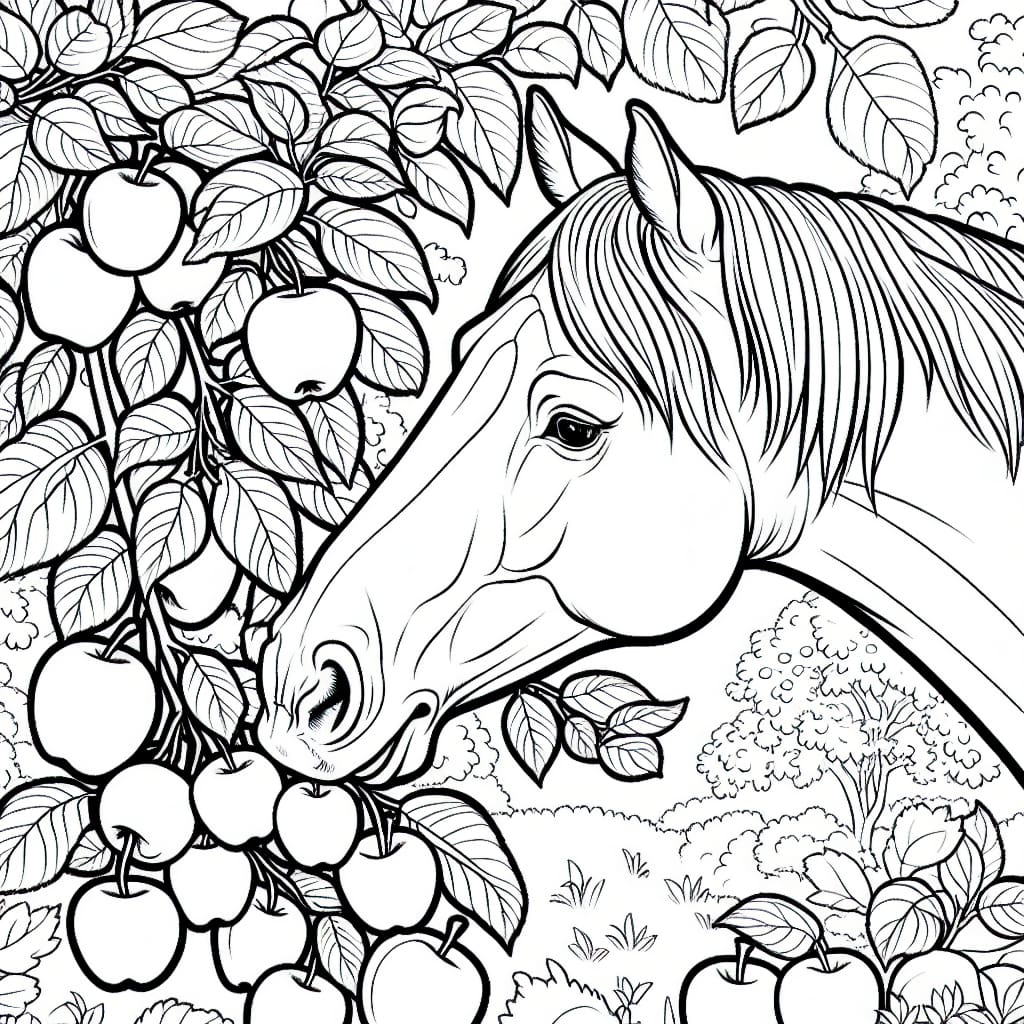 Original Horse eating summer apples